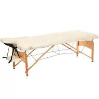 Стол массажный MET Comfort W2, артикул 18452, 2-х секционный складной на буковом каркасе с регулировкой высоты, кремовый Стол массажный MET Comfort W2, артикул 18452, 2-х секционный складной на буковом каркасе с регулировкой высоты, кремовый