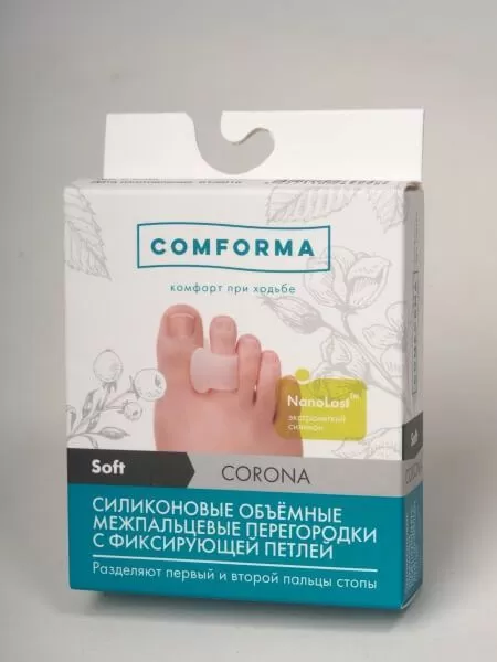 Разделитель межпальцевый с кольцом Comforma Soft CORONA С 2705 силиконовый, 2 шт Разделитель межпальцевый с кольцом Comforma Soft CORONA С 2705 силиконовый, 2 шт