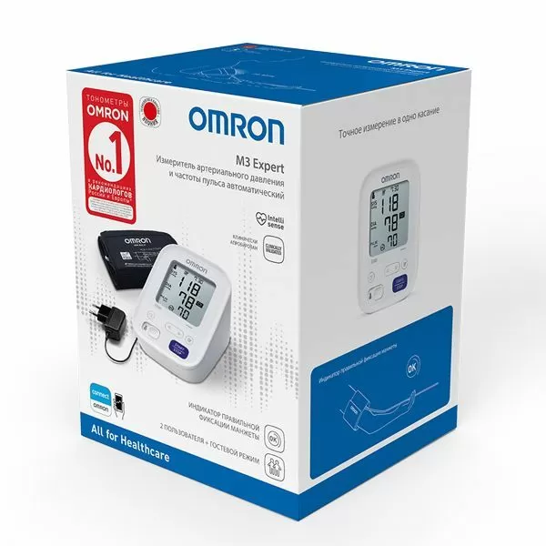 Тонометр автоматический на плечо OMRON M3 Expert с манжетой 22-42 см и адаптером (HEM-7154-ALRU) Тонометр автоматический на плечо OMRON M3 Expert с манжетой 22-42 см и адаптером (HEM-7154-ALRU)
