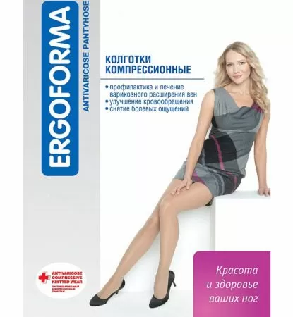 Колготки компрессионные Ergoforma 112 1 класс компрессии полупрозрачные черные 