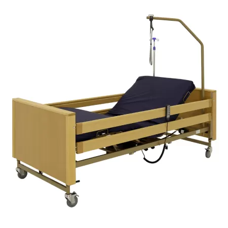 Кровать электрическая MED-MOS YG-1 ЛДСП светлое дерево с металлическими ламелями и регулировкой высоты