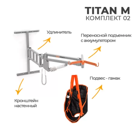 Подъемник с электроприводом MET TITAN M комплект 02, настенный, подвес-гамак в комплекте Подъемник с электроприводом MET TITAN M комплект 02, настенный, подвес-гамак в комплекте