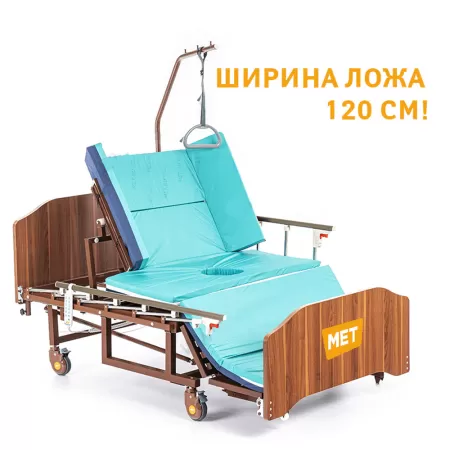 Кровать электрическая MET REVEL XL, артикул 17088, ширина 120см, с туалетом, матрасом, функциии кардиокресла и переворота, нагрузка до 200кг Кровать электрическая MET REVEL XL, артикул 17088, ширина 120см, с туалетом, матрасом, функциии кардиокресла и переворота, нагрузка до 200кг