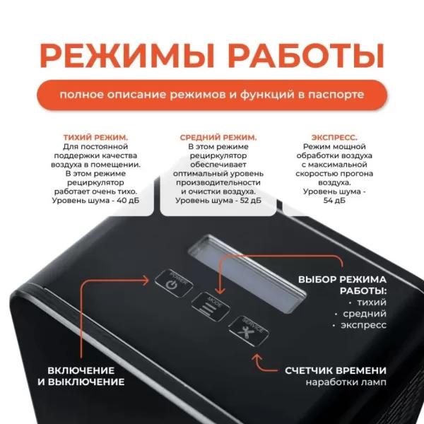 Облучатель-рециркулятор бактерицидный бытовой Ultrafor, 2 лампы по 30 Вт, с счетчиком наработки ламп, черный Облучатель-рециркулятор бактерицидный бытовой Ultrafor, 2 лампы по 30 Вт, с счетчиком наработки ламп, черный