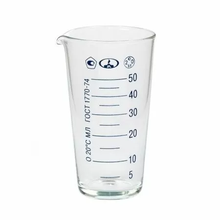Мензурка градуированная 50 мл, стекло Мензурка градуированная 50 мл, стекло