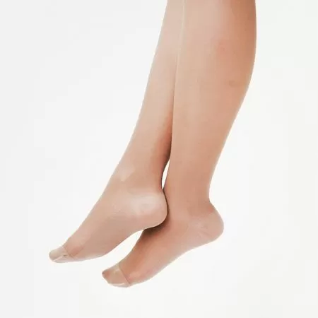 Чулки компрессионные Ergoforma 221 женские 2 класс компрессии с закрытым носком и кружевной резинкой полупрозрачные телесные 