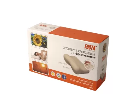 Подушка ортопедическая Fosta F 8024/b, с эффектом памяти и выемкой под плечо, валики 15 и 10 см