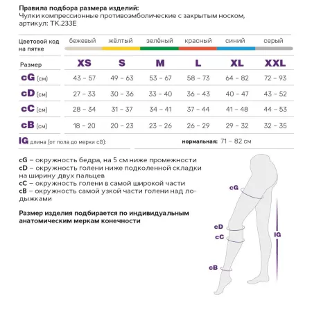 Чулки антиэмболические 2кк 22-32 мм рт.ст. Тривес TK.233E 
