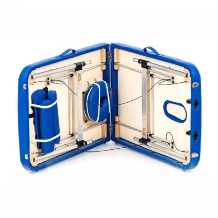 Стол массажный MET Comfort A2, артикул 18459, 2-х секционный складной алюминиевый суперлегкий, синий Стол массажный MET Comfort A2, артикул 18459, 2-х секционный складной алюминиевый суперлегкий, синий