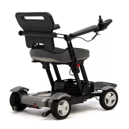 Кресло-коляска с электроприводом MET Compact Pro 4WS, артикул 20018, складная, с анатомическим сиденьем и системой подруливания задних колес Кресло-коляска с электроприводом MET Compact Pro 4WS, артикул 20018, складная, с анатомическим сиденьем и системой подруливания задних колес