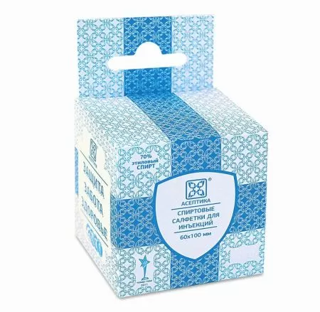 Салфетка спиртовая 60х100 мм, 50 шт "Асептика" Салфетка спиртовая 60х100 мм, 50 шт "Асептика"