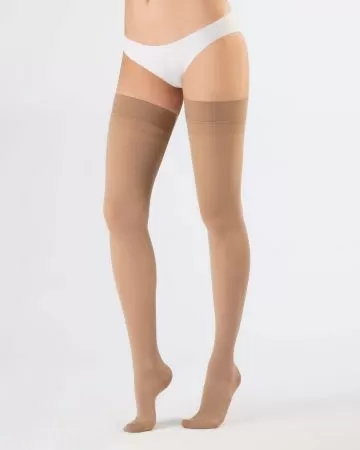 Чулки компрессионные OFA BAMBERG Classic унисекс 2 класс компрессии с закрытым носком и гладкой резинкой на широкое бедро цвет бежевый
