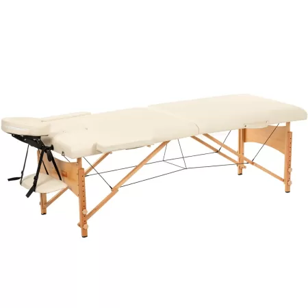 Стол массажный MET Comfort W2, артикул 18452, 2-х секционный складной на буковом каркасе с регулировкой высоты, кремовый Стол массажный MET Comfort W2, артикул 18452, 2-х секционный складной на буковом каркасе с регулировкой высоты, кремовый