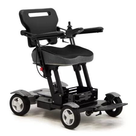 Кресло-коляска с электроприводом MET Compact Pro 4WS, артикул 20018, складная, с анатомическим сиденьем и системой подруливания задних колес Кресло-коляска с электроприводом MET Compact Pro 4WS, артикул 20018, складная, с анатомическим сиденьем и системой подруливания задних колес