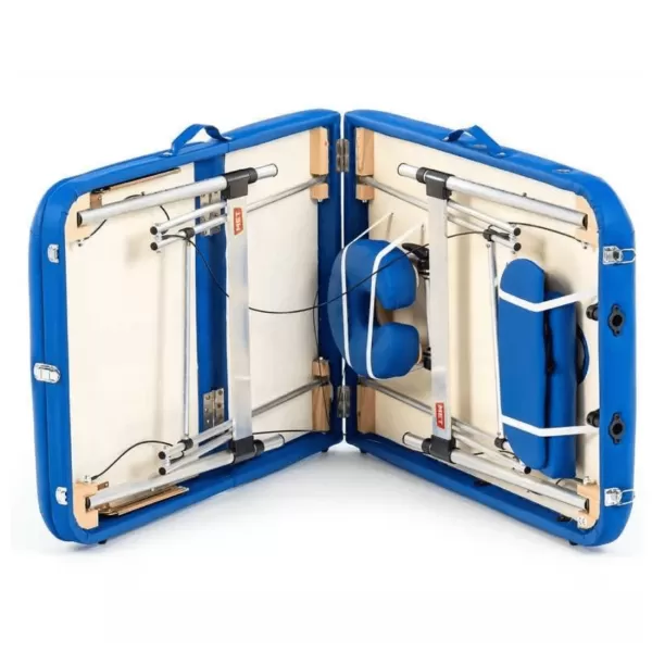 Стол массажный MET Comfort A3, артикул 18464, 3-х секционный складной алюминиевый, синий Стол массажный MET Comfort A3, артикул 18464, 3-х секционный складной алюминиевый, синий