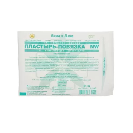Пластырь-повязка LEIKO NW 6*8 см с впитывающей прокладкой гипоаллергенный нетканая основа 113861 Пластырь-повязка LEIKO NW 6*8 см с впитывающей прокладкой гипоаллергенный нетканая основа 113861