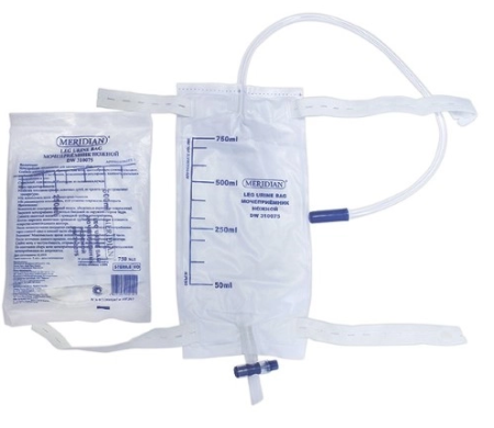 Мочеприемник взрослый 750мл ножной Меридиан DW310075 + 50см трубка