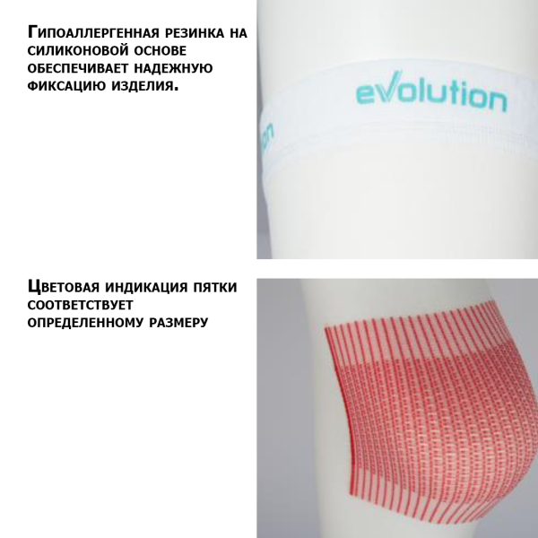 Чулки компрессионные Evolution TK.933E унисекс 2 класс компрессии антиэмболические для операции белые 