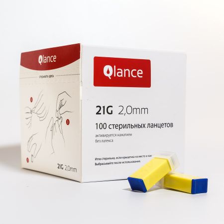 Ланцет Qlance Спешиал 21G 2,0мм Желтый (лезвие)