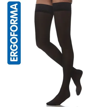 Чулки компрессионные Ergoforma 221 женские 2 класс компрессии с закрытым носком и кружевной резинкой полупрозрачные черные  Чулки компрессионные Ergoforma 221 женские 2 класс компрессии с закрытым носком и кружевной резинкой полупрозрачные черные