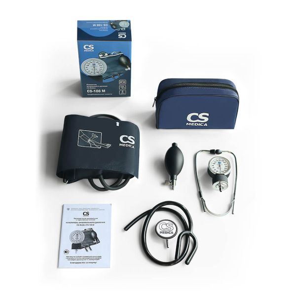 Тонометр механический на плечо CS Medica CS-106 М с манжетой 24-42 см и фонендоскопом в комплекте