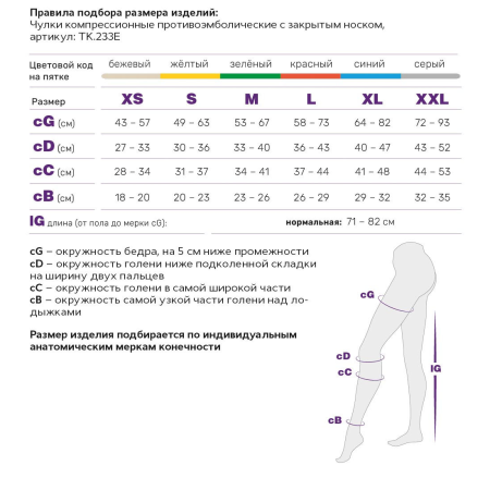 Чулки антиэмболические 2кк 22-32 мм рт.ст. Тривес TK.233E 