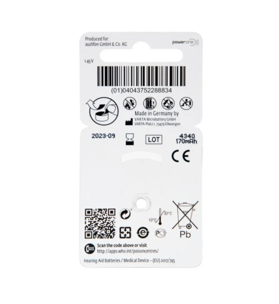 Батарейка для слуховых аппаратов Audifon тип 312 (6 шт, блистер)