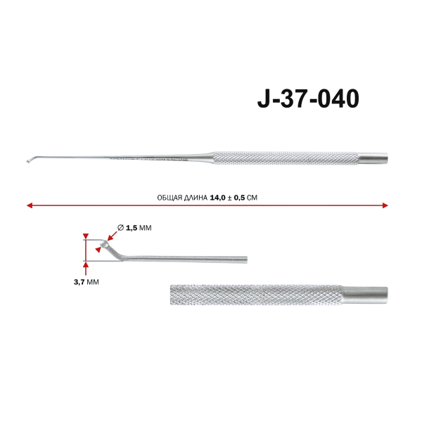 Зонд для аттика Surgicon J-37-040 140 мм