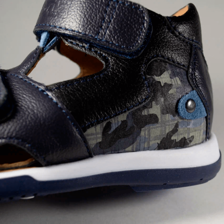 Сандалии ортопедические детские TWIKI TW-234-2 кожаные с закрытым носом цвет синий комбинированный 