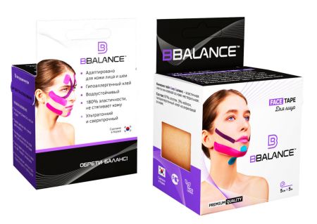 Кинезио тейп для лица Face Tape BBalance 5см*5м, хлопок, бежевый