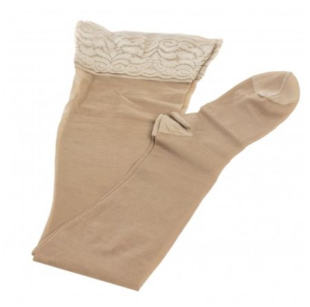 Чулки компрессионные Ergoforma 221 женские 2 класс компрессии с закрытым носком и кружевной резинкой полупрозрачные телесные 