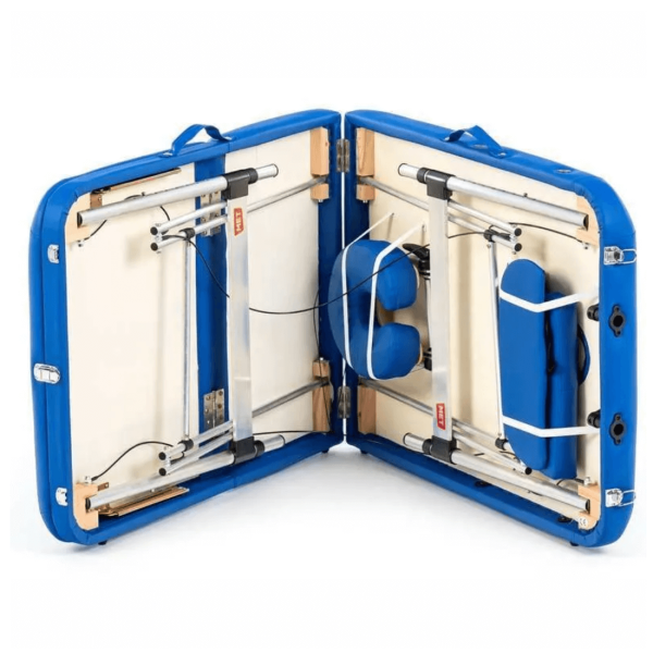 Стол массажный MET Comfort A3, артикул 18464, 3-х секционный складной алюминиевый, синий Стол массажный MET Comfort A3, артикул 18464, 3-х секционный складной алюминиевый, синий